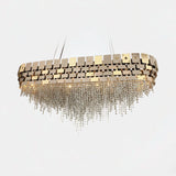 Castro Lighting Mondrian Vegas Snooker Suspension Lamp in gold-plated brass with crystal, available from Touched Interiors UK
