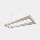 Castro Lighting Spacium II Rectangular Suspension Lamp in gold-plated brass with crystal, available from Touched Interiors UK