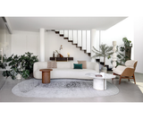 Celine Luxury Designer Armchair and Modern Curved Pouf, alternative angle
