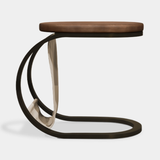 Caffe Latte Ceylon Side Table in walnut and Omega Trufa leather