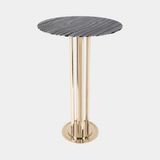 Castro Lighting Charlotte Bar Table in polished brass with a marble top, available from Touched Interiors UK