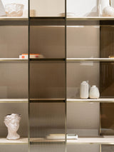 Chelsea Fluted Glass Luxury Bookcase, close-up detail