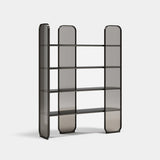 Chelsea Fluted Glass Luxury Bookcase: matt dark lacquer with fluted glass side panels