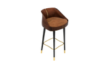 Bramore Bar Stool: Brown Leather with Polished Brass