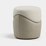 Clarence Swivel Luxury Pouf: ivory bouclé seat (Cat B) on a grey upholstered base