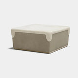 Colosseum Square Luxury Pouf: taupe genuine leather with ivory leather trim (Cat B)