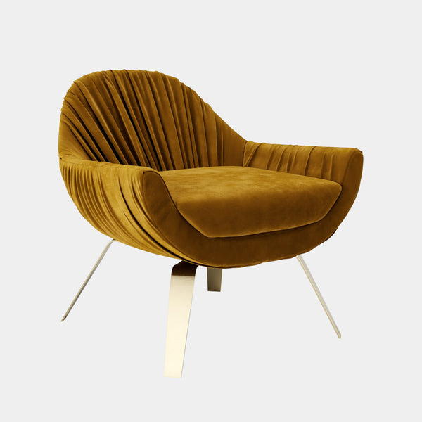 Contemporary Velvet Pleated Armchair