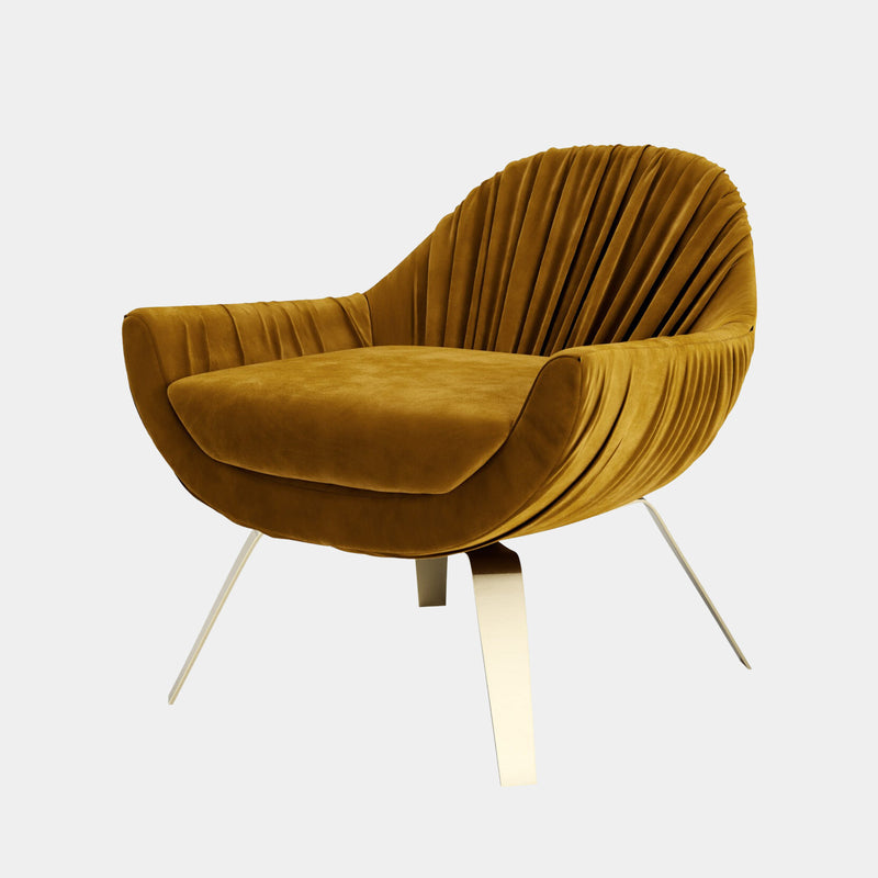 Contemporary Velvet Pleated Armchair