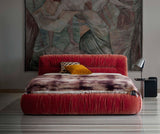 Cortona Ruched Velvet Luxury Bed in a room setting