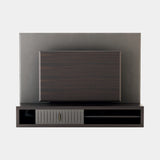 Daytona Hamilton TV Cabinet, shown in dark walnut gloss, Clayton leather in Grigio