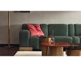 Ruolo coffee tables with burnished brass centre disc, close up