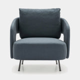 Ditre Italia 356 Armchair in dark blue grey fabric, matt black legs