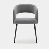 Ditre Italia 356 Dining Chair, grey fabric with black metal legs, front view