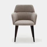 Ditre Italia Archie Dining Chair, taupe fabric with dark wood legs, front view