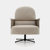 Ditre Italia Beyl Swivel Armchair in beige fabric, leather armrests, black swivel base