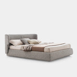 Claire Bed, grey textured fabric, front view