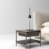 Ditre Italia Erys Bedside Table, grey wood top and drawer, anthracite frame, front view