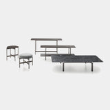 Ditre Italia Erys Coffee Table, Erys tables and footstool shown together, front view