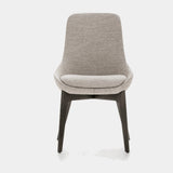Ditre Italia Linear Dining Chair, grey fabric with dark wood base, front view