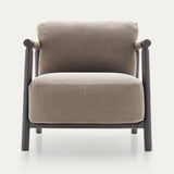 Ditre Italia Nathy Armchair in taupe fabric, dark wood frame, leather details