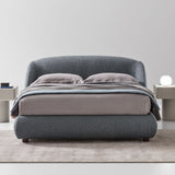 Pacific Bed, charcoal grey fabric, front view