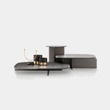 Ditre Italia Polyura Coffee Table, low and high tables in a dark wood finish, front view