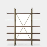 Doria Cross Brace Luxury Bookcase shown in brown burnished brass