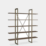 Doria Cross Brace Luxury Bookcase shown in brown burnished brass