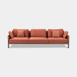 Doria Leather Clad Luxury Sofa, shown in terracotta fabric