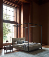 Doria Saddle Leather Four Poster Luxury Bed in a room setting
