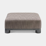 Dorsoduro Cylinder Foot Luxury Ottoman in textured woven fabric with brown burnished brass