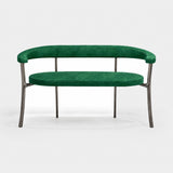 Fendente Curved Back Luxury Bench in emerald nubuck leather