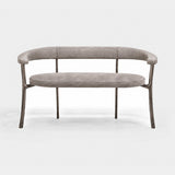 Fendente Curved Back Luxury Bench, shown in grey upholstery