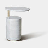 Fenwick Solid Marble Luxury Side Table: bianco Carrara marble