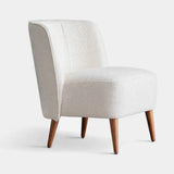 Ferrara Compact Luxury Armchair: ivory bouclé (Cat B) with wooden legs