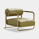 Mezzo Collection Holden Armchair, Pele Milano 92768 leather, polished brass, available from Touched Interiors UK