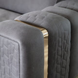 Giorgio Collection Charisma Sofa quilted armrest and gold chrome trim detail