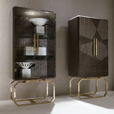 Giorgio Collection Infinity Display Cabinet with Glass Doors in Makore mahogany, shown with the wooden door version