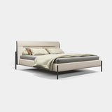 Grosvenor Metal Leg Luxury Bed: beige fabric (Cat B) with dark metal legs