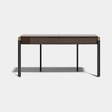 Grosvenor Two Drawer Luxury Console Table: matt dark wood veneer with metal legs