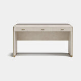 Halcyon Leather Wrapped Luxury Console Table: ivory genuine leather (Cat B) with a matching matt top