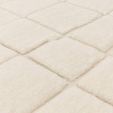 Hand-Knotted Grid Pattern Wool Rug, texture detail