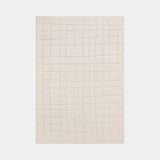 Hand-Knotted Grid Pattern Wool Rug in Natural