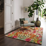 Hand-Tufted Botanical Tapestry Rug, shown in a room setting