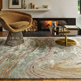 Hand-Woven Abalone Marble Viscose Rug, shown in a room setting