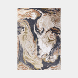 High-Shine Marble Luxury Rug in gold, charcoal and ivory swirls