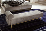 Giorgio Collection Infinity Bench in grey velvet, shown with the Infinity Bed