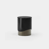 Iris Two Tone Luxury Side Table: gloss black lacquer top on a metal-finish base