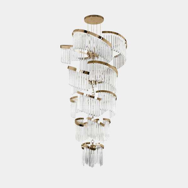 Isabella Glass & Gold Plated Brass Helix Spiral Chandelier