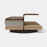 Caffe Latte Java Coffee Table in walnut, River fabric and bronze
